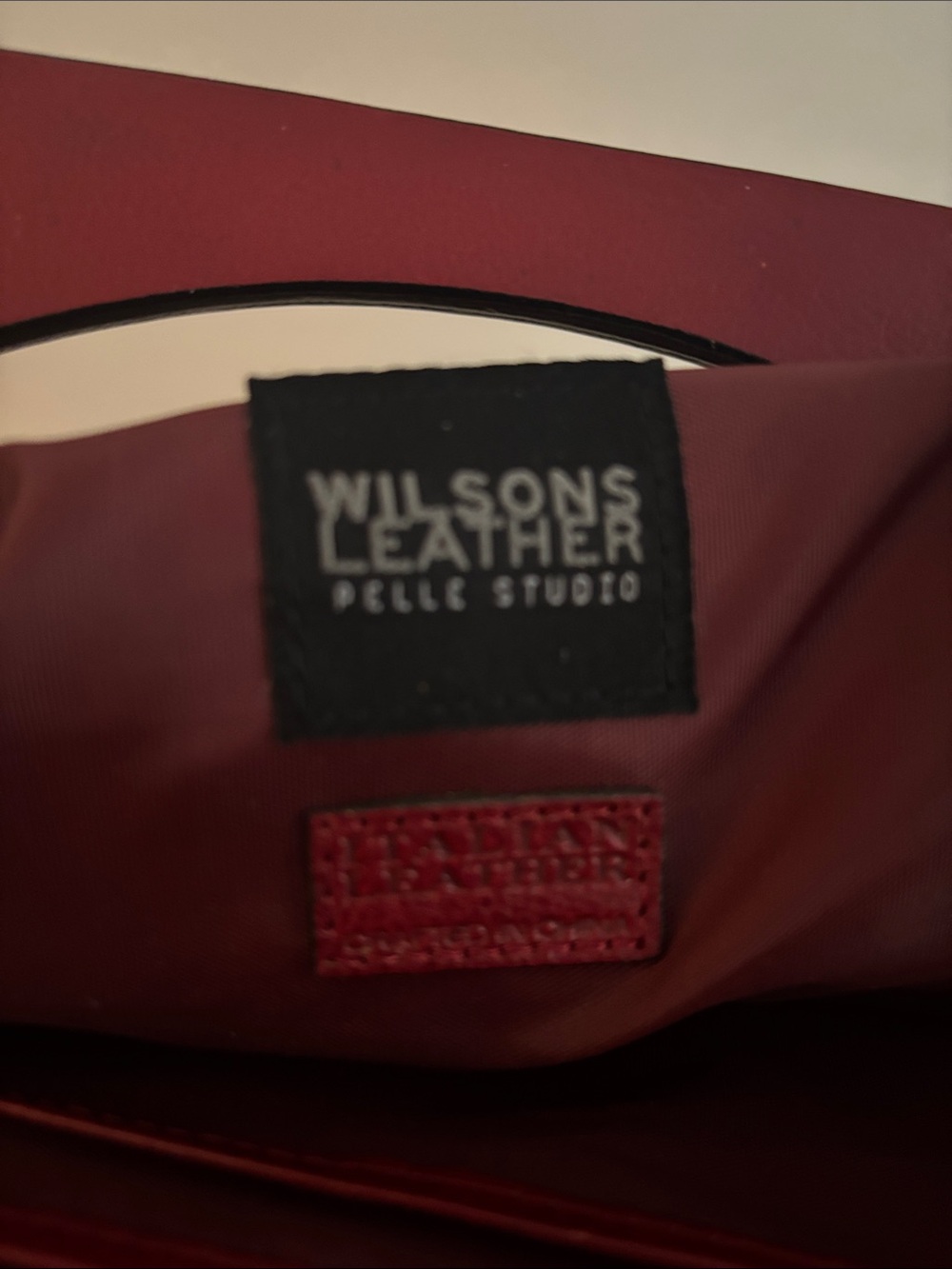 WILSONS LEATHER Pelle Series Red Leather Top-Handle Mini Bag Magnet Closure - Picture 8 of 9